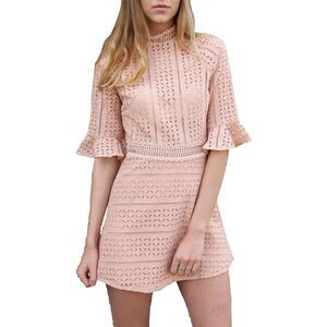 Women's Embroidery Short Sleeve Dress Eyelet Ruffle Midi Formal Dresses